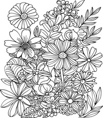 Mandala Design for Coloring Book Page, Black and White Lines Only