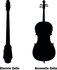 Cellos Vector Musical Instrument Silhouette Set