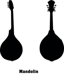 Mandolin Vector Musical Instrument Silhouette Set