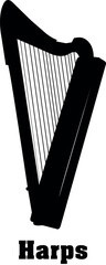 Harps Vector Musical Instrument Silhouette Set