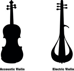 Violins Vector Musical Instrument Silhouette Set