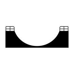 Skateboarding ramp icon. Black silhouette. Front side view. Vector simple flat graphic illustration. Isolated object on a white background. Isolate. - obrazy, fototapety, plakaty