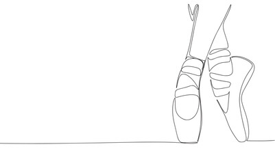 Pointe shoe one line continuous. Line art Pointe shoe. Hand drawn vector art. © clelia-clelia