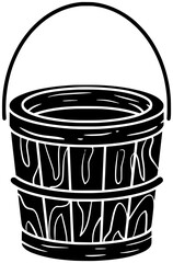 wood illustration agriculture silhouette basket logo wooden icon food outline bucket harvest fruit season farm ripe black garden nature shape gardening apple green for vector graphic background