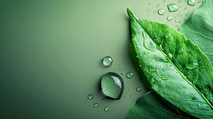 green leaf with water droplet and co2 reducing icon carbon footprint decrease concept for climate change awareness