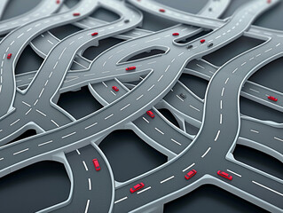 A network of roads coming from different directions but merging smoothly at a central point, representing the convergence of paths in a successful partnership