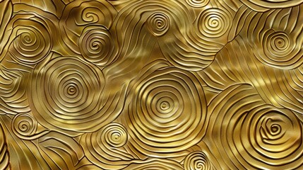 seamless texture of textured gold with a patterned or engraved surface, showcasing intricate designs. - obrazy, fototapety, plakaty
