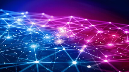 Fototapeta premium A glowing network of lines and dots on a blue and purple background