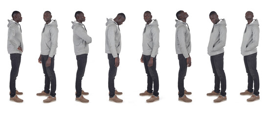 various poses of the same man in profile on white background - 787443140
