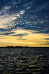 Stormy Sunrise Landscape over the Lake Monona at Olin Park in Madison, Wisconsin, USA