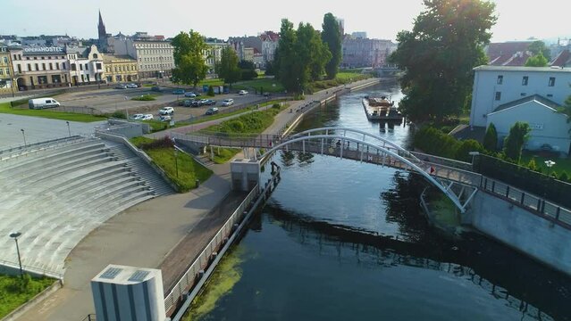 Barge River Brda Bydgoszcz Rzeka Wybrzeze Aerial View Poland