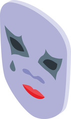 Sad face mask icon isometric vector. Carnival style. Italian event show