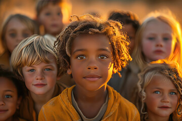 Children of different nationalities play and having fun together. In the mosaic of childhood, children from different cultures share the universal language of laughter and play.