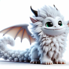 Obraz premium Sweet white fun dragon