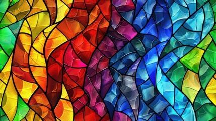 seamless texture of stained glass with vibrant colors and intricate patterns