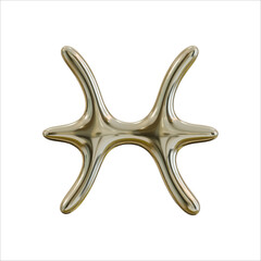 3d golden realistic zodiac sign