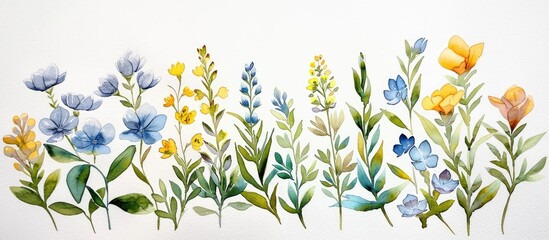 Intricate Watercolor Botanical Showcasing the Beauty of Nature s Blooms