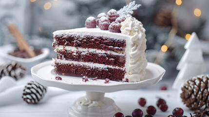 Red Velvet cake on white cake