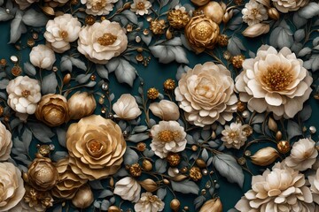 Fototapeta premium A wall adorned with floral jewels, a background that radiates natural opulence.