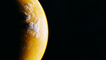 Yellow planet in space. Universe and planet. 3D-Rendering.