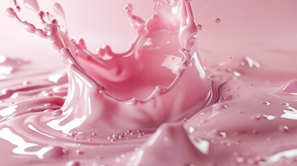 Obraz na płótnie Canvas Splash of pink milky liquid similar to smoothie, yogurt or cream