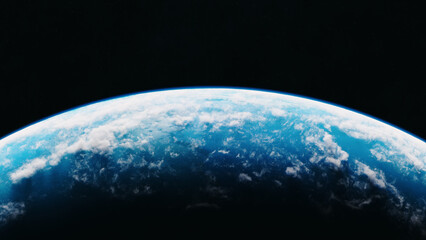 Blue planet in space. Universe and planet. 3D-Rendering.