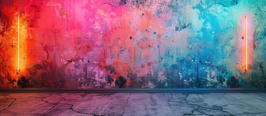 Neon Infused Concrete Canvass A Vibrant of Light Texture and Boundless Expression