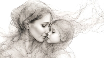 Mother and Child Ethereal Sketch