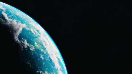 Blue planet in space. Universe and planet. 3D-Rendering.