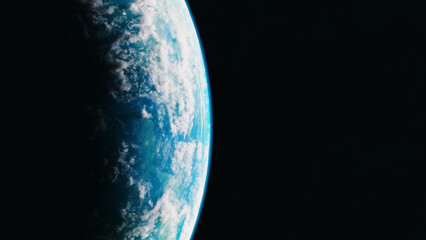 Blue planet in space. Universe and planet. 3D-Rendering.