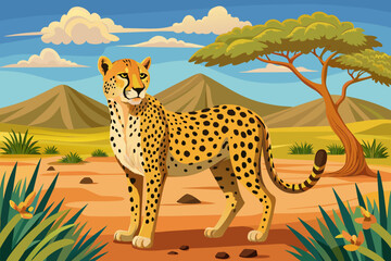 Cheetah in its natural African environment background