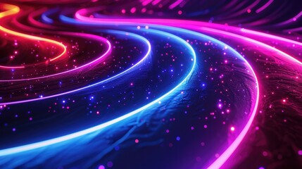 Luminous Spiral Vortex of Neon Lights and Radiant Abstract Technology Background