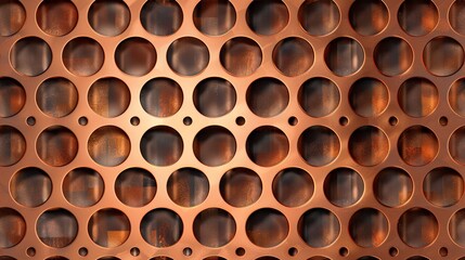 seamless texture of perforated copper with a pattern of holes or perforations