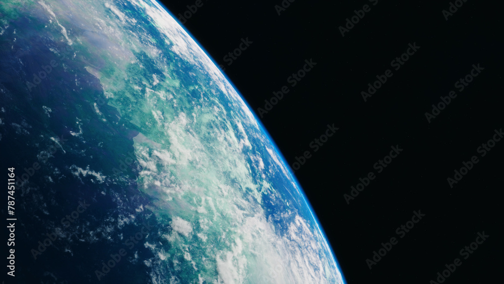 Wall mural blue planet in space. universe and planet. 3d-rendering.