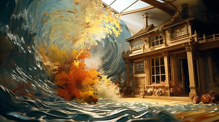 a house that appears to be in constant motion, with AI painters using dynamic and fluid designs to...
