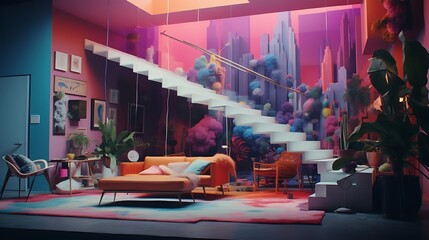 a house that serves as a canvas for AI artists experimenting with optical illusions, creating a...