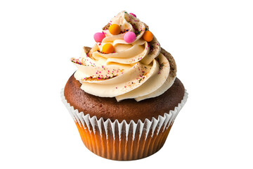 cupcake with icing on transparent background 