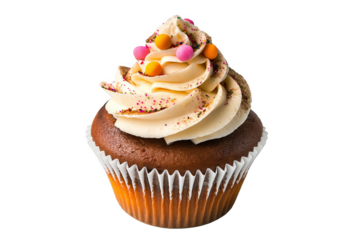 cupcake with icing on transparent background 