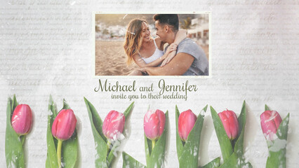 We Invite You to Join Our Wedding. Floral Wedding Invitation. - obrazy, fototapety, plakaty