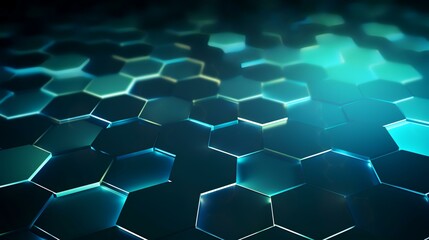 Fototapeta na wymiar 3D rendering of abstract futuristic hexagon shape background in green color