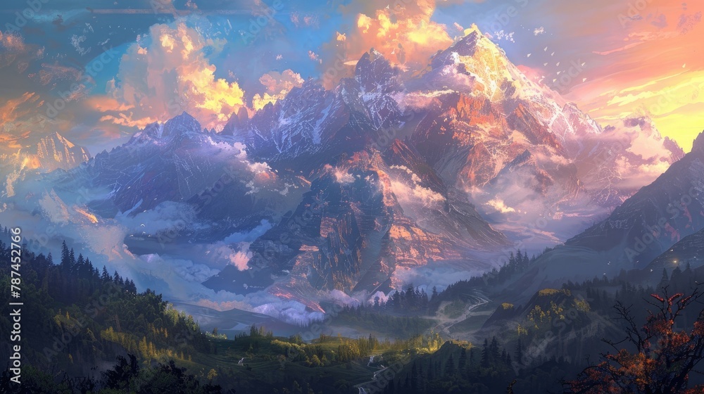 Wall mural the majestic mountain vista