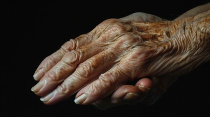 The rough yet comforting touch of a caregivers hands worn from a lifetime of taking care of others. . - obrazy, fototapety, plakaty