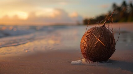 coconut in beach  - obrazy, fototapety, plakaty