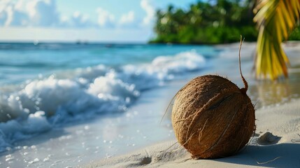 coconut in beach  - obrazy, fototapety, plakaty