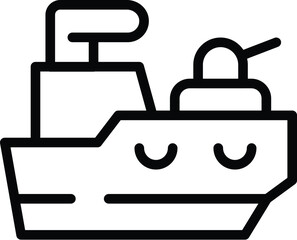 Obraz premium Naval warfare ship icon outline vector. Battle boat. Defense combat vessel