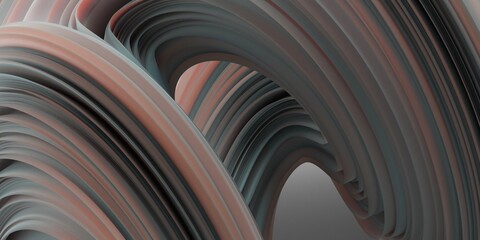 3d render of abstract art 3d background with surreal spherical round curve forms with curve lines pattern on surface 