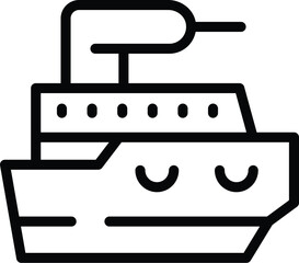 Obraz premium War battle boat icon outline vector. Defense army transport. Combat armed ship
