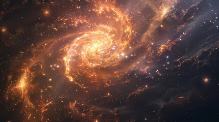 A bright orange spiral galaxy with a dark background
