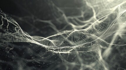 A visually striking abstract background, resembling a spider web made from a dynamic wave of particles