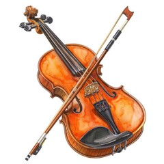 Vibrant Watercolor of a Violin a Classical Musical Instrument for Performance and Expression - obrazy, fototapety, plakaty